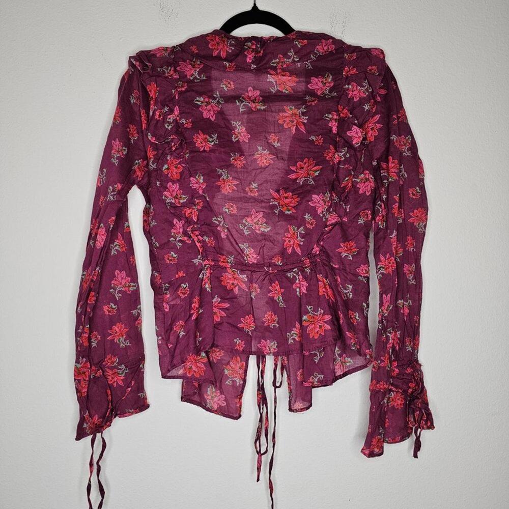 NWT Free People Women's Red/Floral Blouse Size Small - Picture 5 of 6
